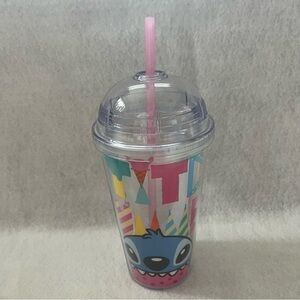 NEW STITCH Summer Clear Plastic Cup Dome Cover Disney Store Japan